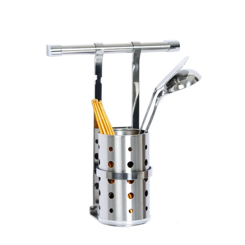 

Wall hanging chopsticks bucket sus 304 stainless steel thickened pendant chopsticks spoon cup holder with water base Lu 41817