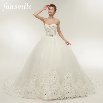 

Fansmile Vintage Lace Plus Size Wedding Dress 2020 Robe de Mariage Wedding Gowns Vestidos de Novia FSM-163T