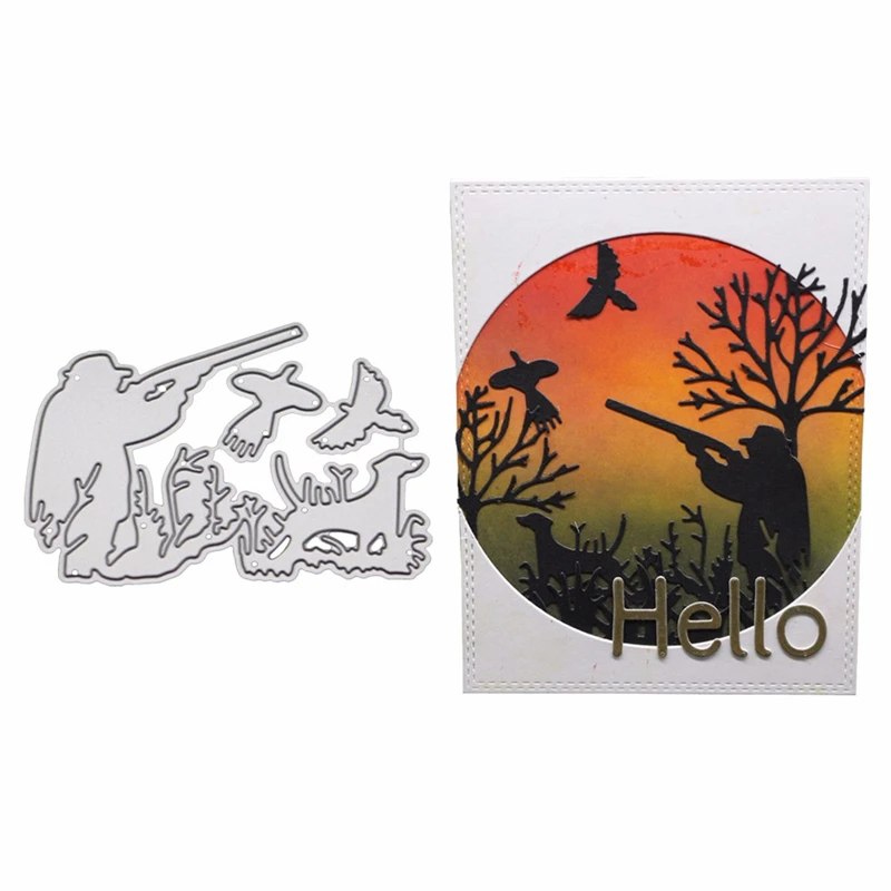 DIY Stamp Scrapbooking Xmas Card Hunt Metal Cutting Dies Stencil Embossing Decor