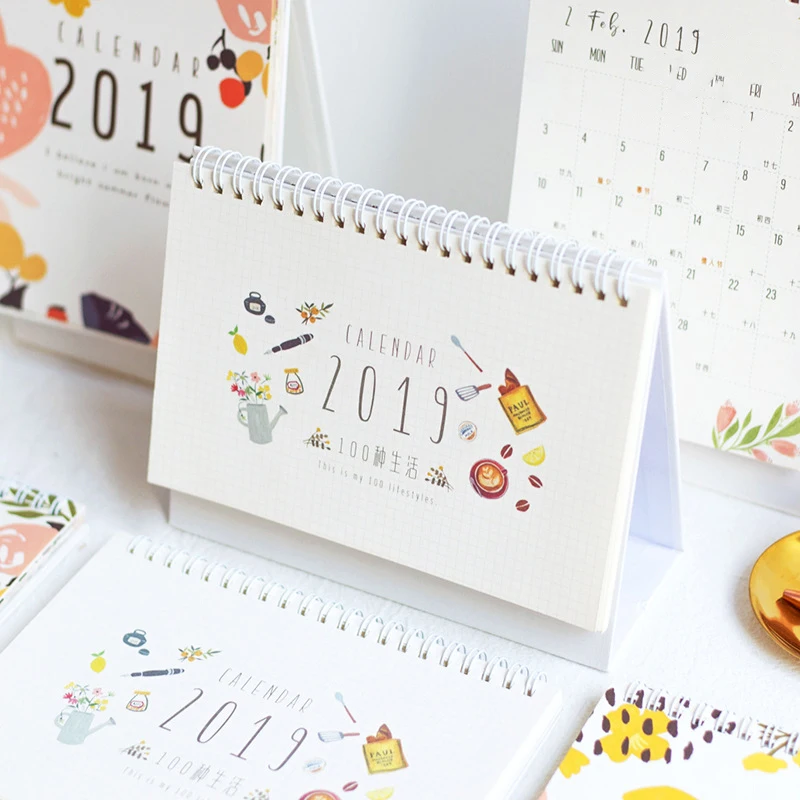 

2019 NEW Kawaii Cute Forest Life Calendar Small Coil Schedule Creative Desk Table Dates Reminder Timetable Planner Agenda sl1699