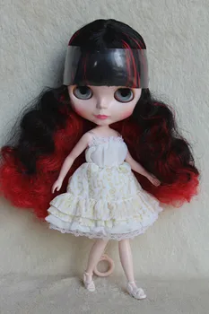 

Blygirl Blyth doll Red and black bangs hair nude doll ordinary body 7 joints DIY dolls for their makeup