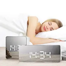 Цифровой будильник с светодиодный ночник Термометр Будильник с зеркалом Дети квадратный Прямоугольник Многофункциональный стол часы