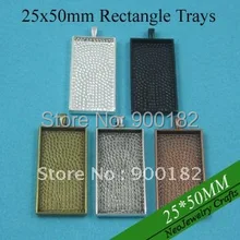 25x50 мм прямоугольные пустые рамки кулонов, серебряная подвеска прямоугольная Подвеска Настройки в 5 смешанных цветов