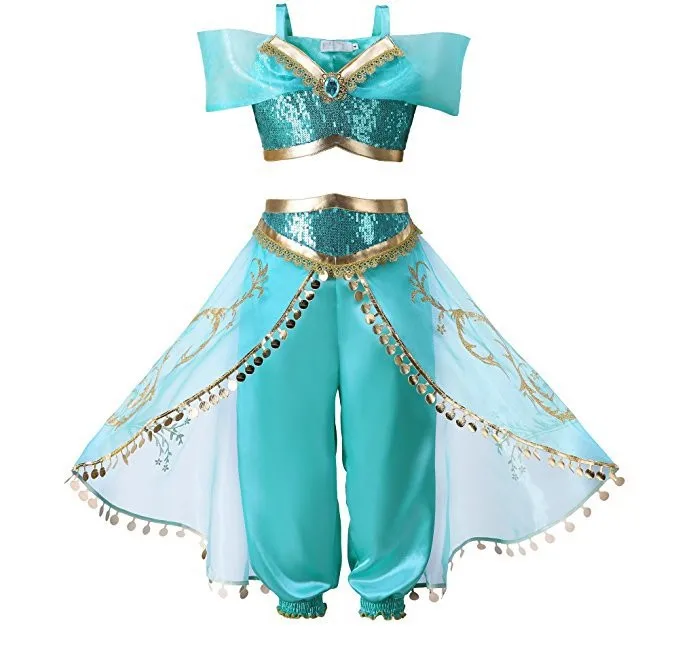 

Children Girls Carnival Birthday Party Autumn Outfits Christmas Smart Princess Jasmine Girls Costumes for Halloween