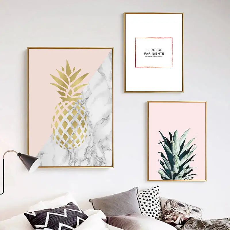 Nordic Pineapple Letter Canvas Painting Wall Poster Living Room Modern