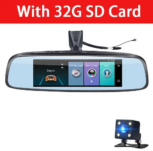 QUIDUX автомобиля зеркало заднего вида 4G "ips 8,0 DVR ADAS gps Navigetor FHD 1080P видео камера регистраторы Bluetooth Wi Fi г 16 г Android Dashcam - Название цвета: With 32G sd card