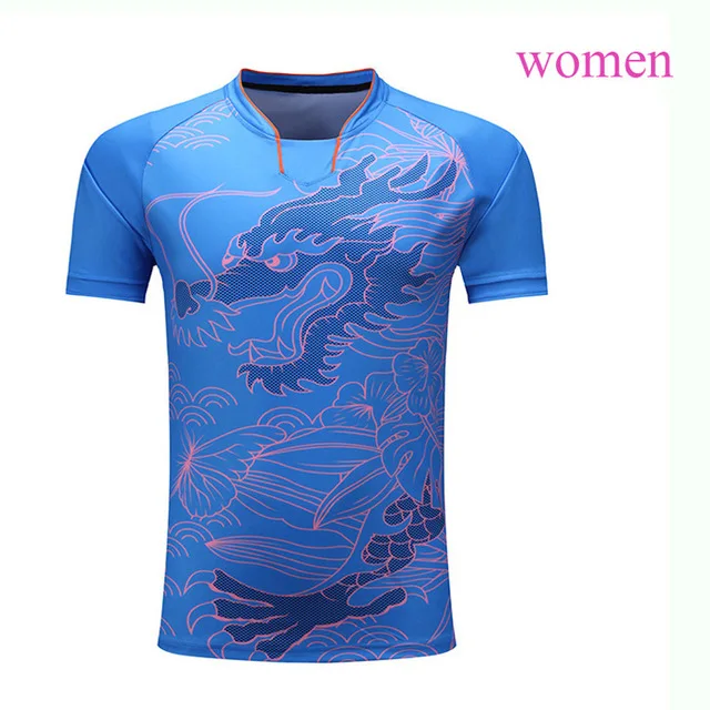 women blue Футболка для настольного тенниса для мужчин/женщин, футболки для бадминтона, Спортивная футболка для пинг-понга, футболка для настольного тенниса - Цвет: women blue