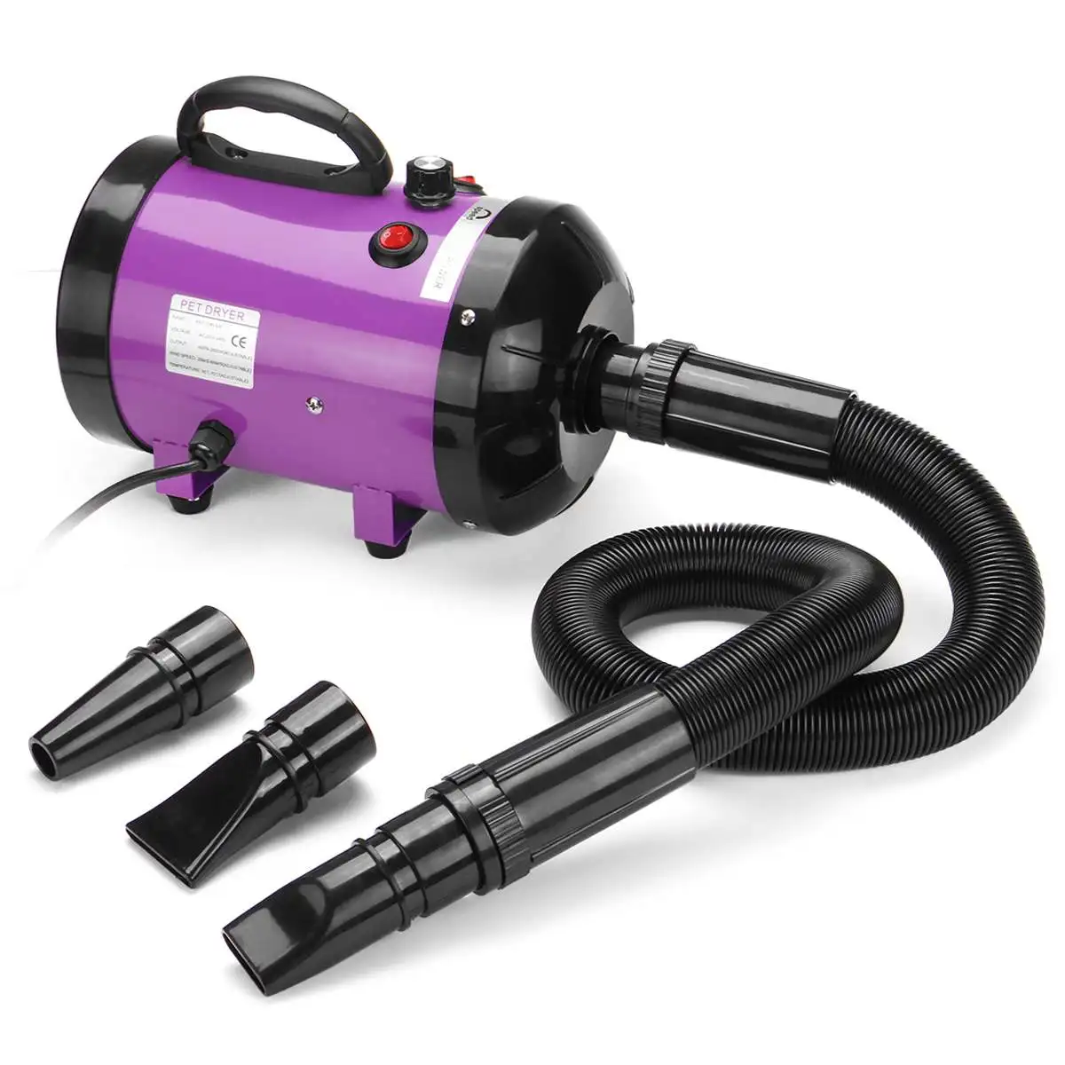 Purple 2800 Вт фен для домашних животных с низким уровнем шума, фен для ухода за собаками и кошками, воздуходувка с регулируемой температурой, воздуходувка для домашних животных - Цвет: Purple