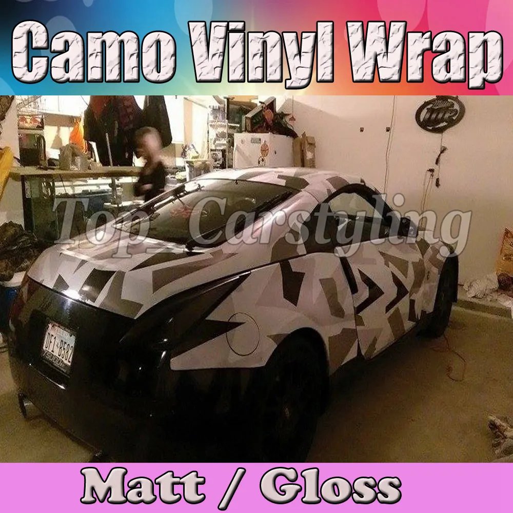 Black white Pixel Dazzle Camouflage Car Wrap VINYL Air Bubble Free