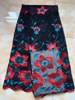 

2019 New Style Red Blue French Net Lace Fabric 3D Flower African Tulle Mesh Lace Fabric High Quality Nigerian Lace Fabrics