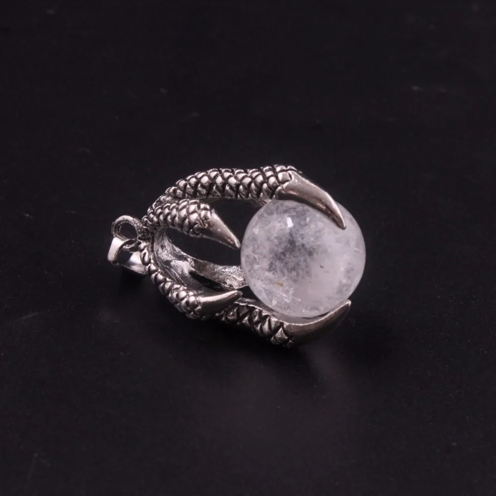 12pcs mix color Eagle Claw Clasping Bead Stone Pendant Lapis Lazuli Natural Stone Crystal Ball Necklace for Women Men  Wholesale