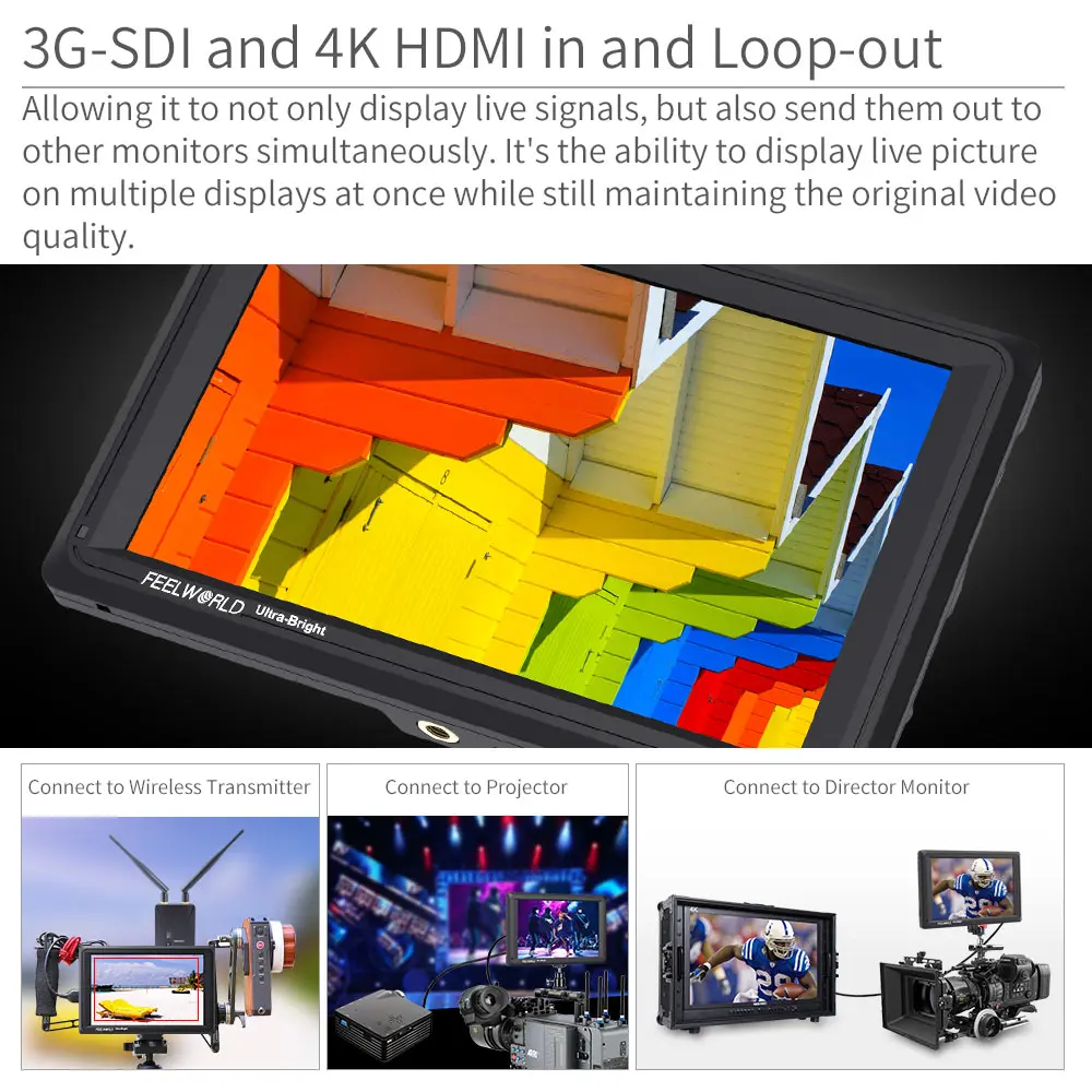 FEELWORLD FW279S 7 дюймов 2200nit дневного света для просмотра 3G SDI мини HDMI на Камера DSLR