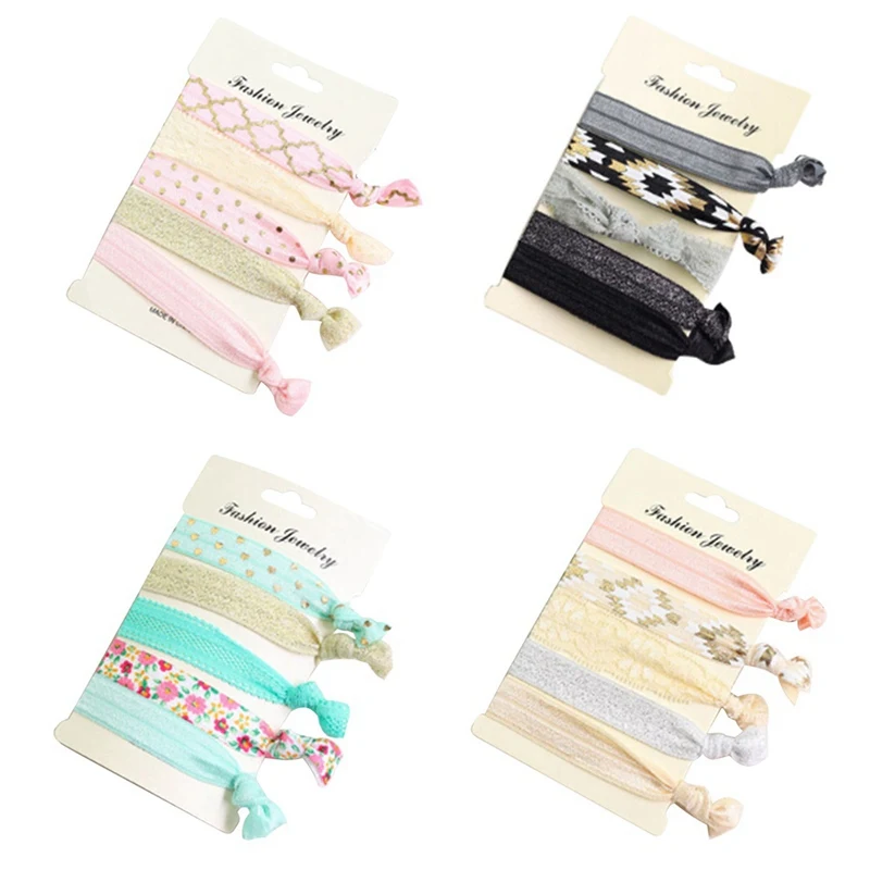 

Fashion New 2019 Women printed lace flat stars hair ties Elastic Hair Bands Accessories Korean style Female