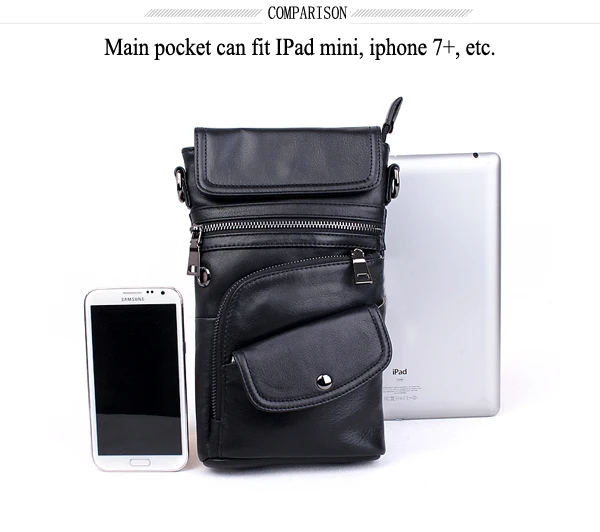 Bullcaptain® Men Genuine Leather Multifunction Crossbody Bag Shoulder Bag Chest Pack Waist Bag