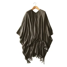 100 pure cashmere women s big shawl pure color warm winter autumn knitting tassel pashmina for
