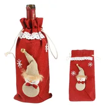 Крышка для бутылки с красным вином, сумки Снеговик Санта Клаус, Рождественское украшение, блестки, Рождественский бар, Рождественский ресторан, креативный винный набор