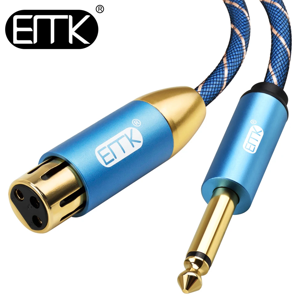 

EMK Microphone Cable XLR Female to 1/4 Inch 6.35 mm TS Mono Male Plug Unbalanced Interconnect Cable Mic Cord for Dynamic