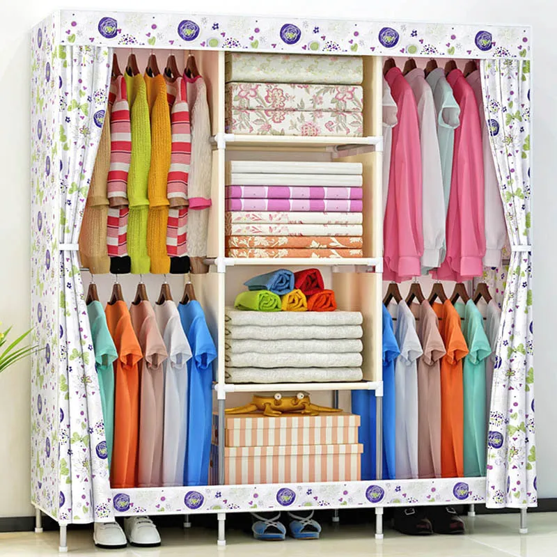 Beautiful and generous folding wardrobe reinforced dustproof wardrobe large capacity storage cloth cabinet home furniture Beautiful and generous folding wardrobe reinforced dustproof wardrobe large capacity storage cloth cabinet home furniture