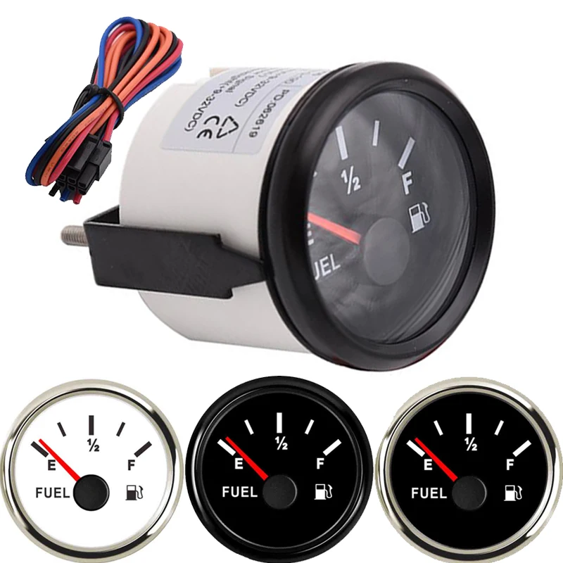 

2" 52mm Waterproof 12V Car Boat Fuel Level Gauge Black Face Car Meter E-1/2-F Fuel level indicator Red Pointer FOR motorcycle