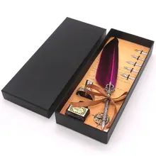 Перьевая ручка стильный дизайн перо сплав чернила подарочный набор Европейский Винтаж Dip Ручка Британский Павлин перо студентов вода Металл P