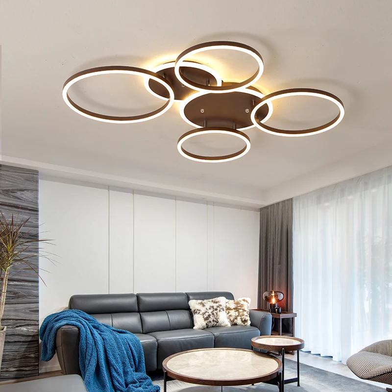 Surface Mounted Led Chandelier White&Coffee Body Modern Led Chandelier Lighting Living room Bedroom Kitchen Dining room L