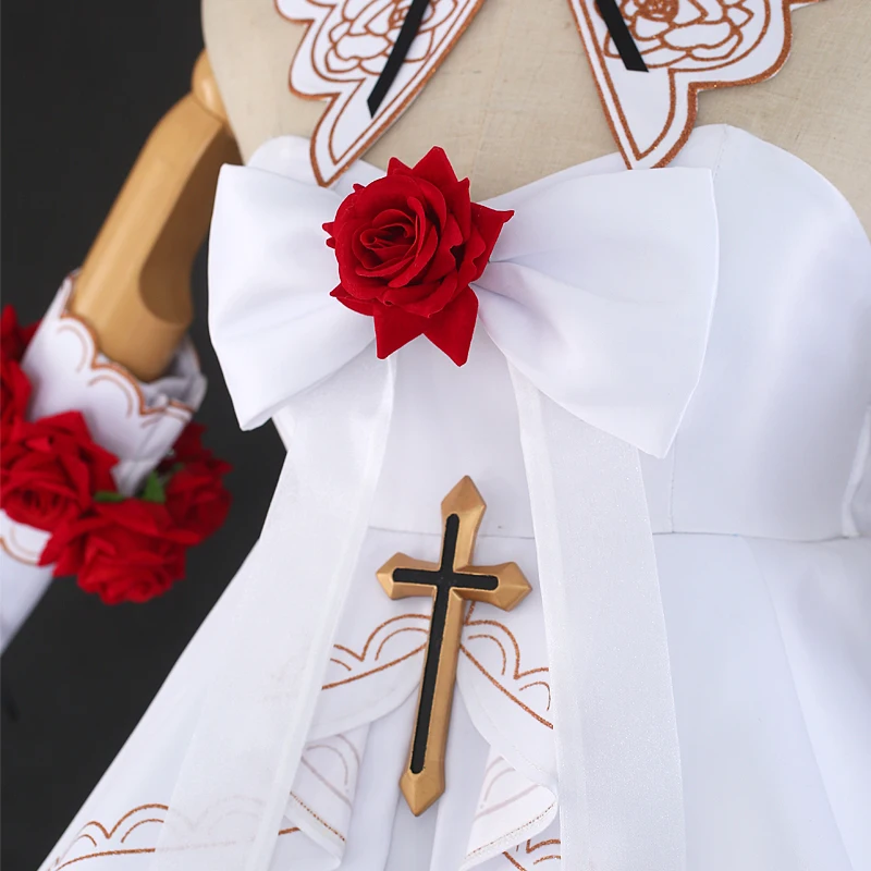 [Сток] аниме Honkai Impact 3 Тереза вышивает белый косплей-платье лолиты костюм+ АКК для женщин Хэллоуин