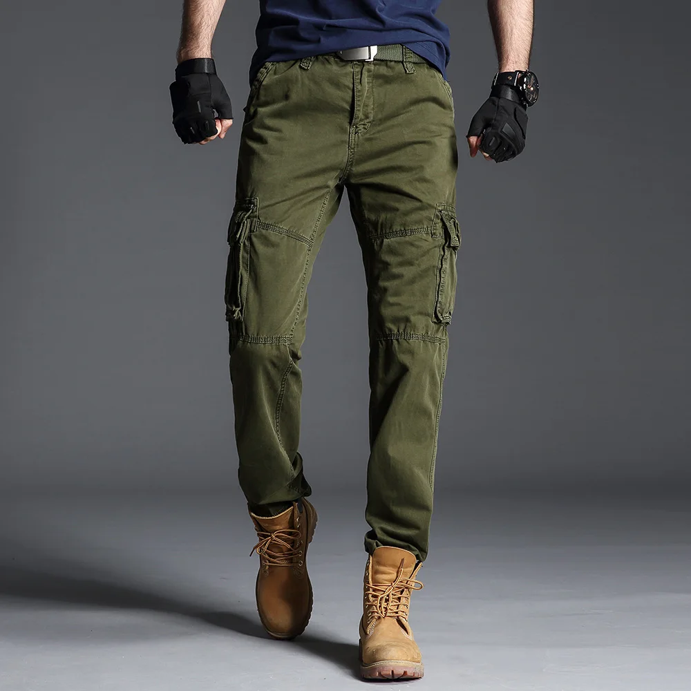 

Plus Size 28-40 2019 High Quality Men's Cargo Pants Casual Loose Multi Pocket Military Pants Long Trousers for Men Camo Joggers
