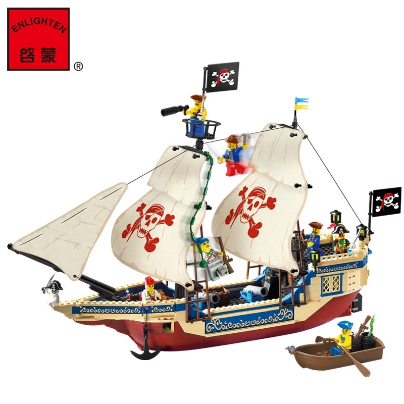 

ENLIGHTEN 311 Pirates Series Blocks Toys for Kids 487 PCS Model King of the Sea Pirate Ship Building Bricks Kids Assembled Toys