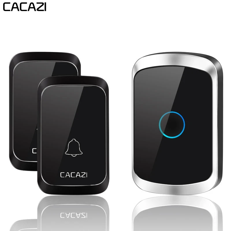 

CACAZI Wireless Door Bell Waterproof Battery 1 2 Transmitter 1 2 Receiver US EU UK AU Plug Home Bell Wireless Ring Bell Chime