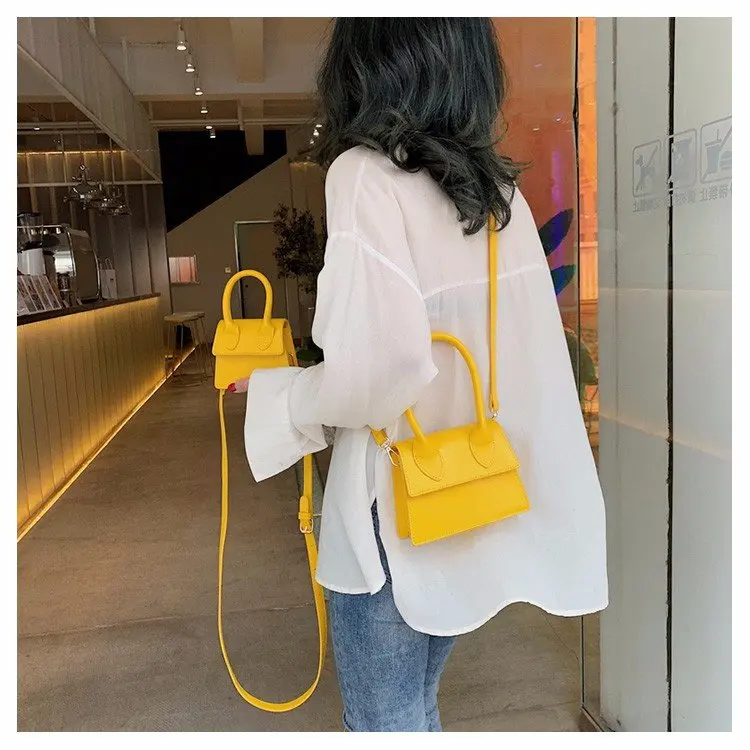 Маленькая квадратная маленькая сумка-тоут, сумки на плечо, сумка через плечо, клатч, Женский дизайнерский кошелек, сумки, дизайнерская сумка-мессенджер, женская сумка - Цвет: Цвет: желтый