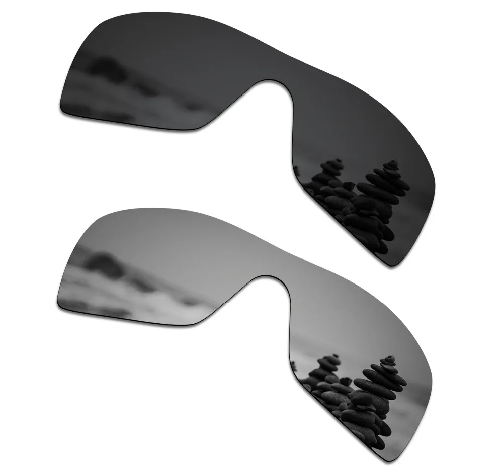 SmartVLT 2 Pieces Polarized Sunglasses Replacement Lenses for Oakley Batwolf Stealth Black and Silver Titanium