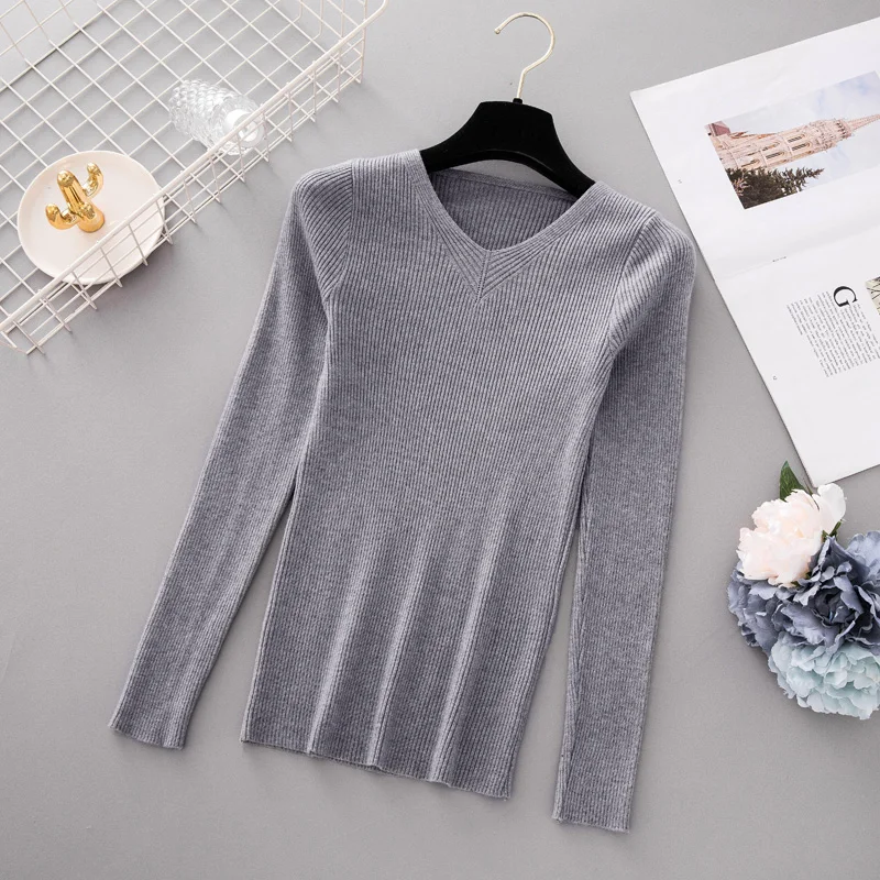 Autumn Pullover Women V Neck Sweater Knitted Jumper Womens Sweaters 2018 Winter Tops For Women Sweaters And Pullovers Trui Dames