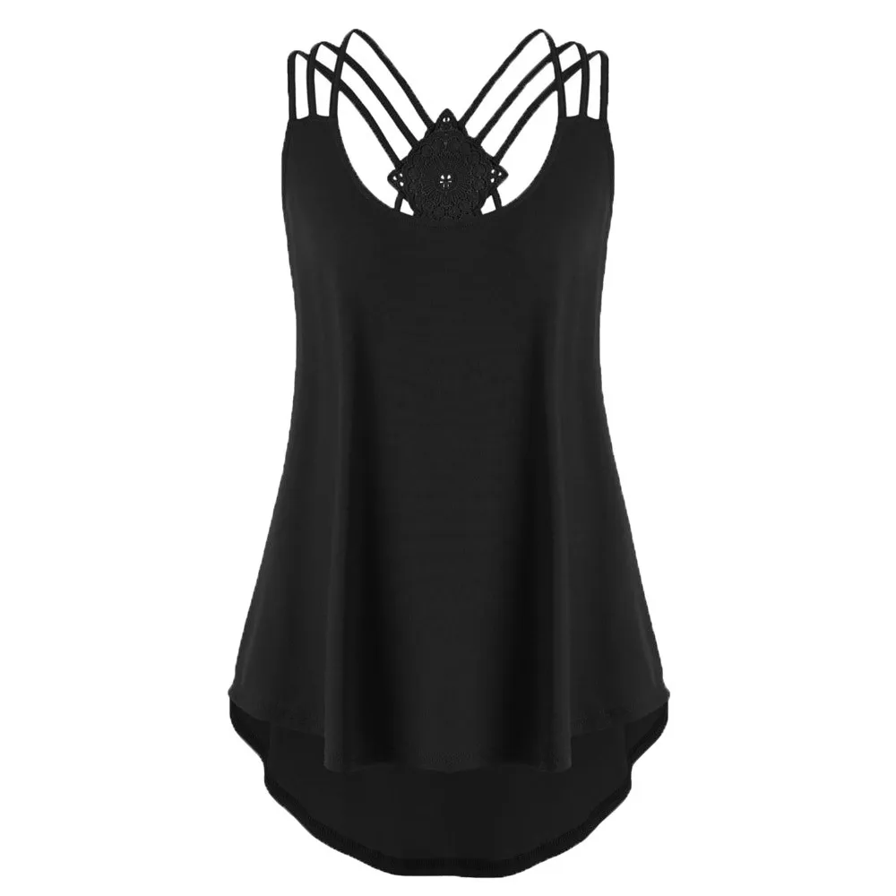 

Plus Size XXL Summer Women Tanks tops O Neck Sleeveless Criss Cross Back Elastic Tops 5 Colors Basic Casual Shirts Tops