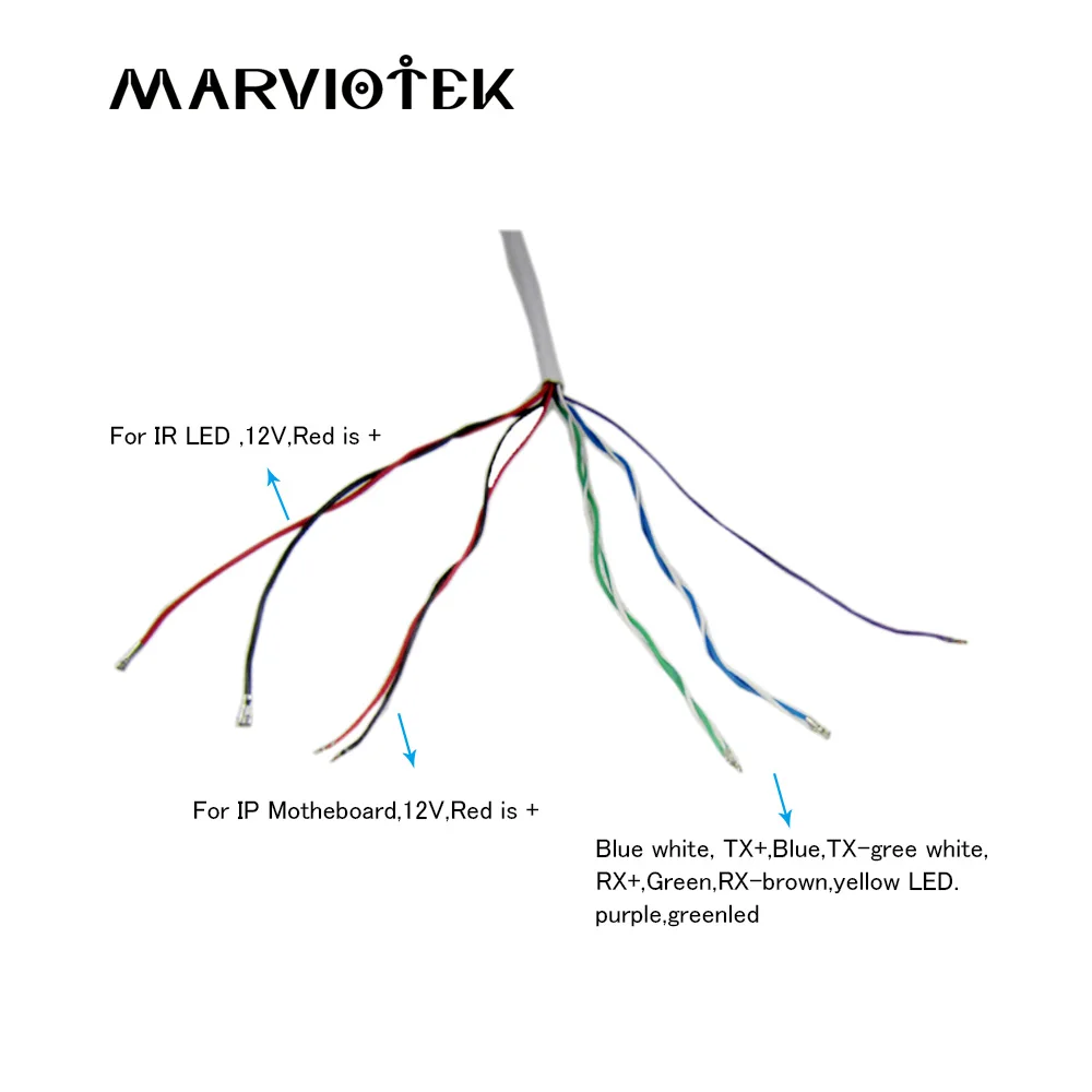 Ip-камера модуль видео Мощность cctv кабель с rj45 и dc 12 В порт, поддержка ip-камеры хвост провода 720p 1080p 3/4/5/6mp