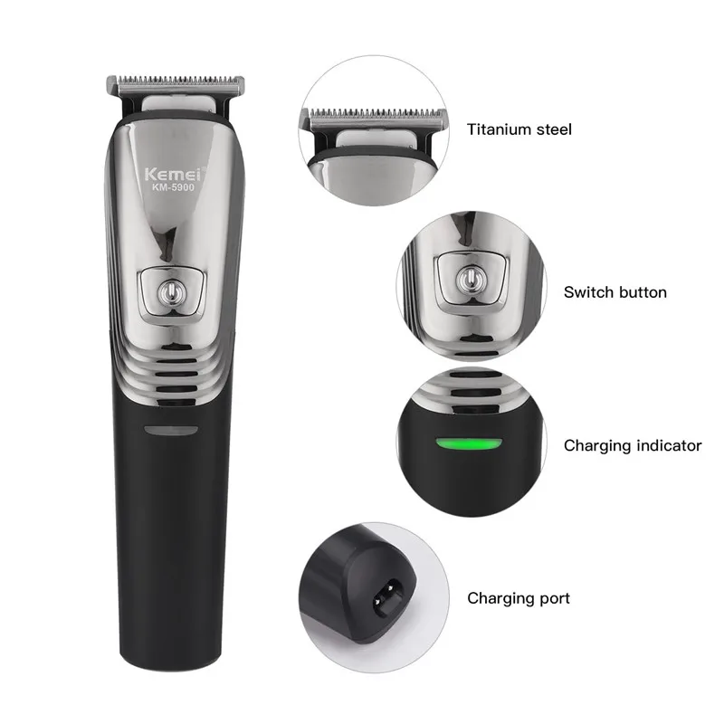 New Washable Kemei 6in1 Hair Clipper Cordless electric trimmer machine cut hair rechargeable trimer nose hair trimmer shaver 3