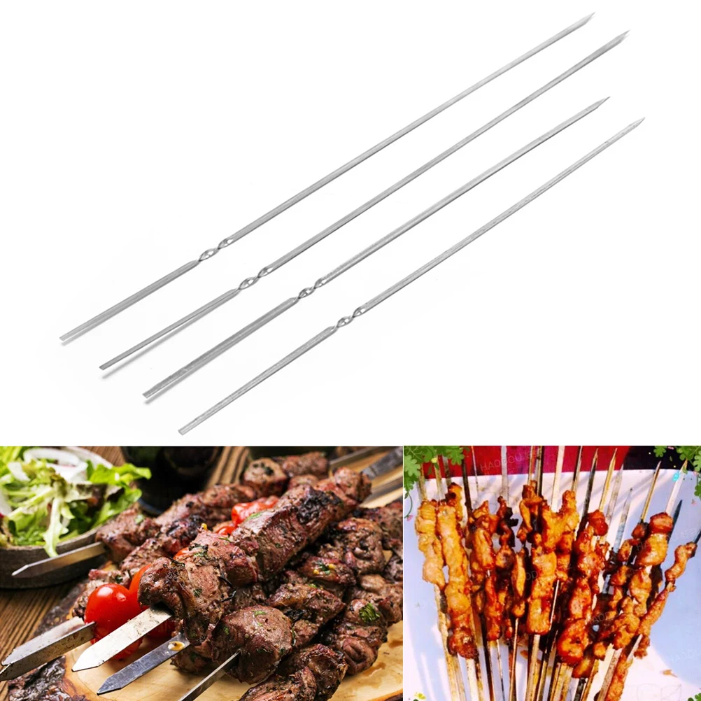 10Pcs Stainless Steel Outdoor Picnic Barbecue Skewers Prod Grill BBQ