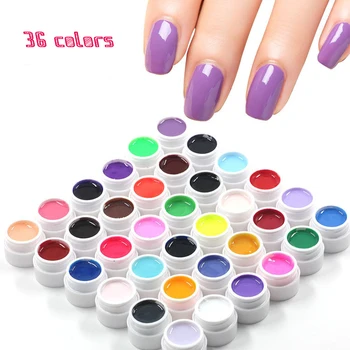 

36 Pots/Set Pure Colors Decoration UV Gel Nail Art Tips Extension Nail Gel French Manicure Nail Gel Polish