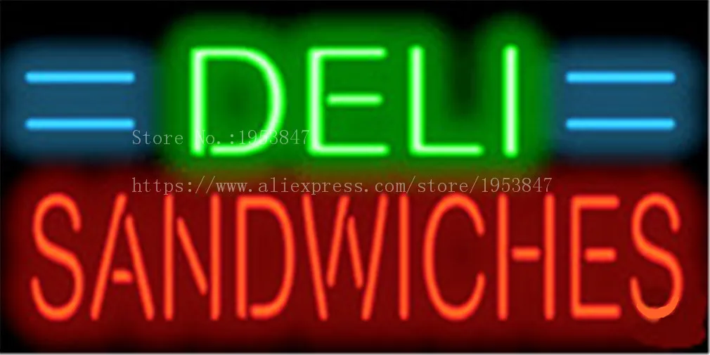 Deli Sandwiches Neon sign Real Glass Tube Bulbs Light Bar Beer Club Decoration Custom Signs Signboard Bread Store Shop 17&quotx14&quot |