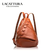 LACATTURA Luxury женская Рюкзак Натуральная Кожа Рюкзак Школьный Повседневная Колледж Сумка Высокое Качество эсколар mochila feminina