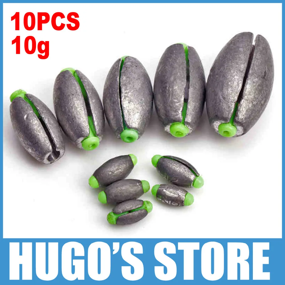 10pcs/lot 10g Quick Oval Lead Egg Sinkers Inline Sinker Split Shot