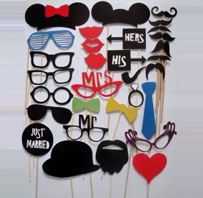 

New 2017 1PCS DIY Mask Photo Booth Props Mustache On A Stick Wedding Birthday Party