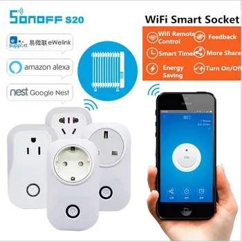 

Sonoff S20 Smart Home Charging Adapter Smart Switch WIFI Remote Control Power Socket EU/US/UK Standard Charging Adapter