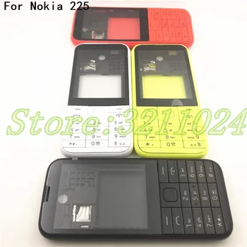 

Good quality New Full Complete Mobile Phone Housing Cover Case+English Keypad For Nokia Asha 225 N225 +Logo