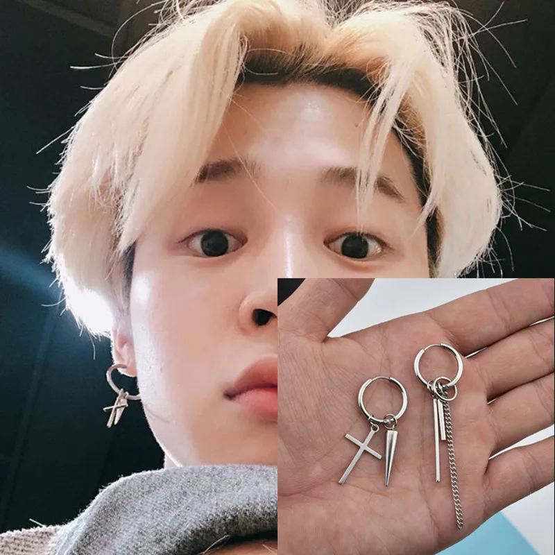 Простой крест KPOP Bangtan мальчики альбом V DNA серьги-гвоздики корейские украшения аксессуары для мужчин и женщин