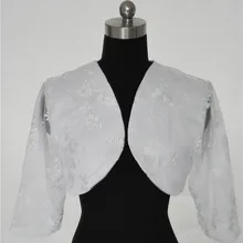 3/4 рукав кружева слоновой кости шаль, болеро Свадебная накидка болеро обертывания на заказ размер T26