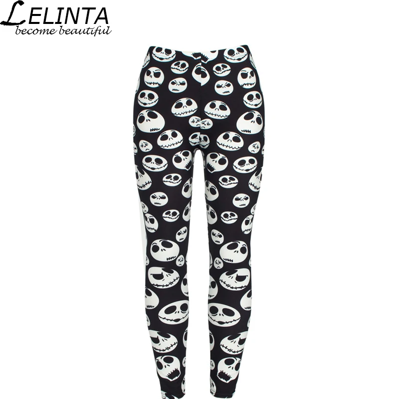 LELINTA Fashion Skeleton Head Tight Sexy Leggings High Elasticity Thin  Yoga Pants Sublimation Print  Skull Head Pants