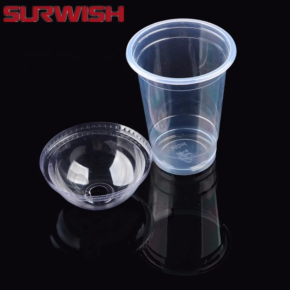 

New 50Pcs 16oz(450ml) Disposable Plastic Cups with Lids for Iced Coffee Bubble Boba Tea Smoothie Party Wedding Supply Drinkware