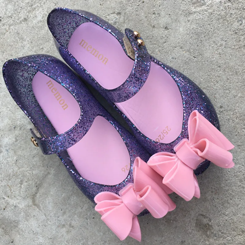Мини Мелисса новая обувь многоярусный бант Новая летняя детская Желейная обувь яркие мягкие сандалии принцессы для девочек с открытым носком детская обувь