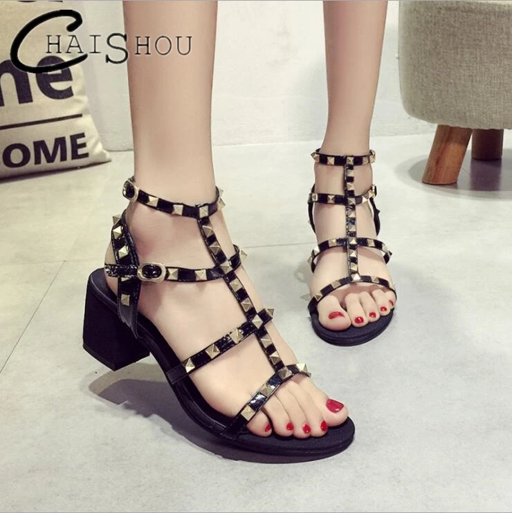 fashion Casual Street Style Buckle Strap Gladiator Sandals Stud Rivets
