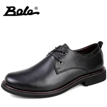 BOLE Fashion Italian Design Business Casual Shoes Men New Handmade Genuine Leather Men Shoes High Quality Lace Up Shoes Men Flat
